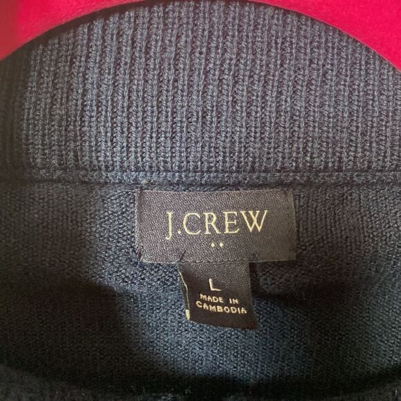 J Crew Blue Merino Wool Blend Quarter Zip Pullover Mock Neck Sweater - Picture 6 of 16